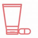 outlined image of tube and capsule for treatment of hemorrhoids