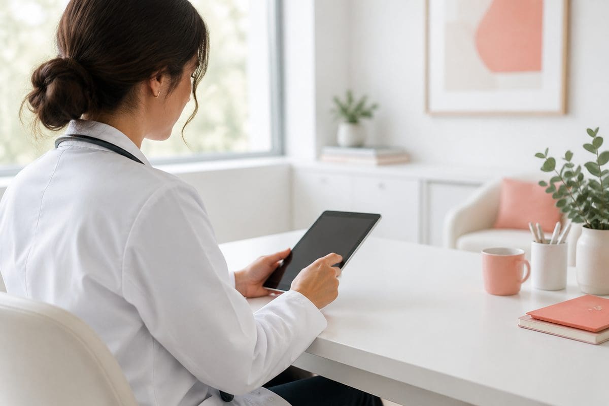 A clinician reviewing a patient’s answers about BV and yeast infection symptoms